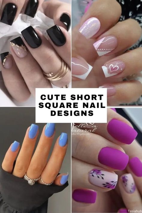 22 Cute Short Square Nails You Need To Try Now - Tasiahub Square Acrylic Nails Designs Ideas, Square Round Acrylic Nails Design, Classy Square Nail Designs, Natural Gel Nails Square, Short Square Nail Art Designs, Rounded Square Nails Designs, Short Square Nail Designs Trending Now, Short Simple Acrylic Nails Square, Short Tapered Square Nails Designs