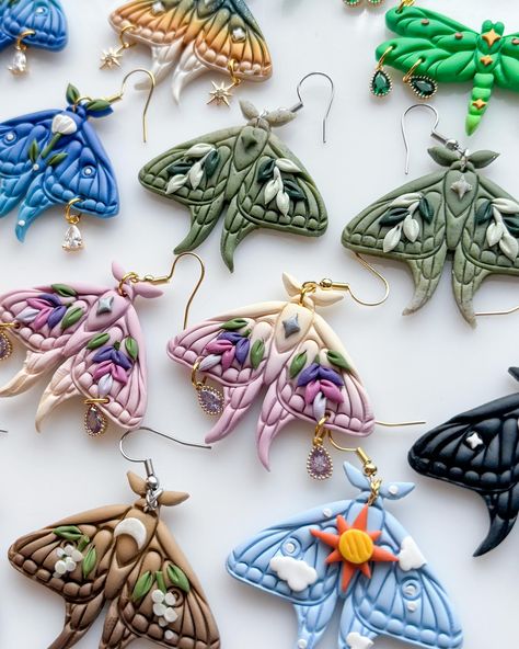 choose your character but it’s bug earrings⬆️🥹 (mostly) moth earrings! this saturday april 27, 1PM pacific Choose Your Character, Bug Earrings, Moth Earrings, Your Character, April 27, Handmade Earrings, Moth, Jewelry Crafts, Polymer Clay