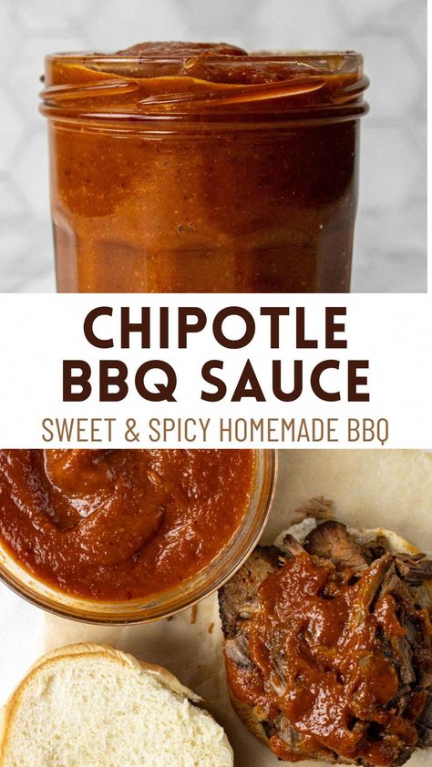 Sweet & Spicy Chipotle BBQ Sauce is much better than store-bought sauce and easy to make. I'll walk you through the four simple steps to make this easy homemade spicy bbq sauce while giving you tips and substitutions along the way! Autumn Bbq, Chipotle Bbq Sauce Recipe, Texas Bbq Sauce, Chipotle Bbq Sauce, Spicy Bbq Sauce, Homemade Chipotle, Homemade Sauce Recipes, Honey Chipotle, Bbq Ideas