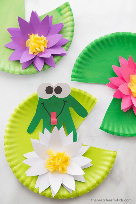 Pond Crafts, Frog Craft, Diy Spring Crafts, Frog Theme, Frog Crafts, Summer Crafts For Kids, Animal Crafts For Kids, Daycare Crafts, Paper Plate Crafts