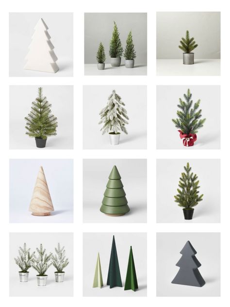 Christmas Tree Figurine Display, Mini Pine Tree Decor, Christmas Tree Target, Decor Trinkets, Faux Christmas Tree, Figurine Shelf, Tiny Christmas Trees, Tree In Pot, Faux Christmas Trees