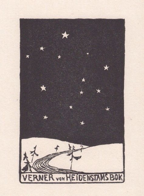 Ex Libris Verner von Heidenstams Bookplate Design, Buch Design, Print Christmas Card, Linocut Printmaking, Lino Art, Linocut Art, Woodcuts Prints, Wood Engraving, E Card