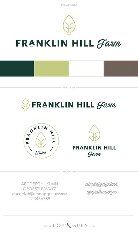 Franklin Hill Farm Brand Board by Pop & Grey, logo, color palette, typography Farm To Table Logo, Farm Branding, Brand Reveal, Logo Color Palette, Cheese Dips, Market Logo, Brand Colour Schemes, Business Branding Design, Brand Inspiration Board