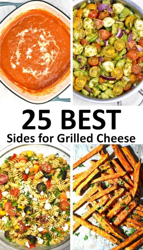 Sides For Grilled Cheese, Grilled Cheese Sides, Black Bean Chili Vegetarian, Cucumber Tomato Avocado Salad, Grill Cheese, Best Sides, Eggplant Caponata, Pesto Dressing, Mexican Street Corn Salad