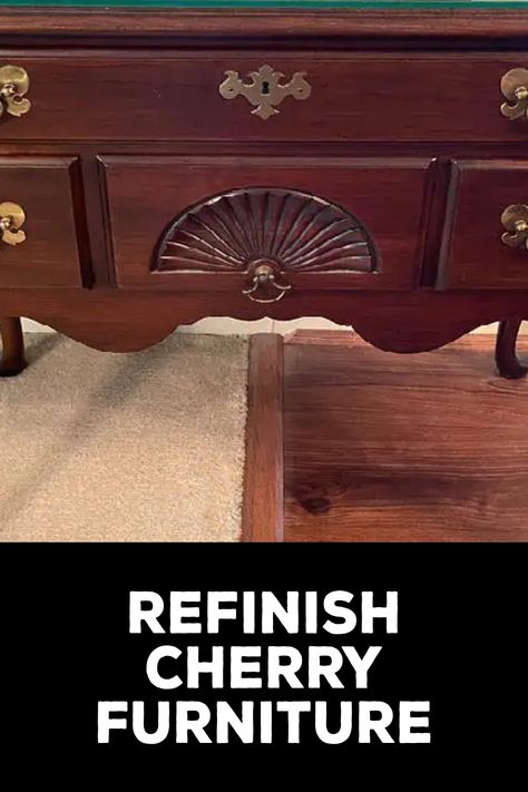 How to Refinish Cherry Furniture How To Refinish Cherry Wood Furniture, Refinished Cherry Furniture, Stripping Cherry Wood Furniture, Refinish Cherry Furniture, Refinishing Cherry Wood Furniture, Painting Cherry Wood Furniture, Cherry Furniture Makeover, Cherry Dresser Makeover, Cherry Oak Dining Table