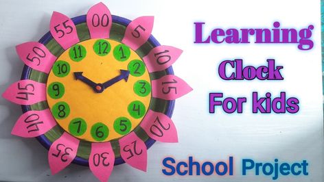 Easy to make Paper Plate Clock, Model For School Project, Paper Clock, Clock Making, Learning Clock, Concept Of Time, Clock For Kids, School Project, Paper Plate