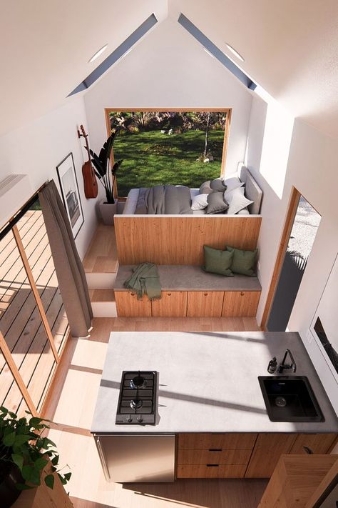 Tiny Houses On Wheels, Tiny House Designs, Tiny Loft, Beautiful Small Homes, Tiny House Bedroom, Small Tiny House, Tiny House Interior Design, Tiny House Layout, Building A Tiny House