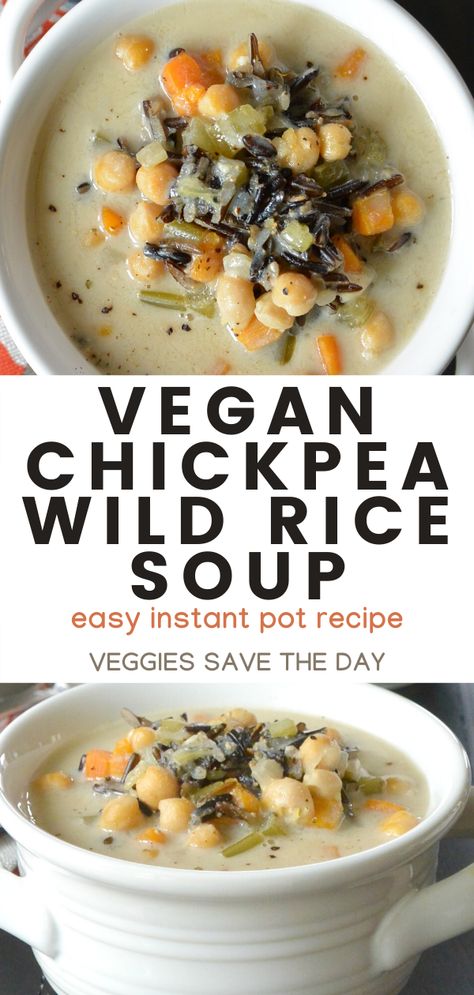 Wild Rice Soup Vegetarian, Wild Rice Soup Healthy, Vegan Wild Rice Soup, Vegan Wild Rice, Wild Rice Soup Recipes, Wild Rice Recipes, Vegan Instant Pot Recipes, Plant Based Soups, Instant Pot Recipe