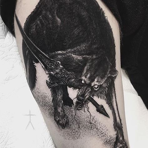 Christopher Jade (@xcjxtattooer) • Instagram photos and videos Sif Tattoo, Great Grey Wolf Sif, Grey Wolf Tattoo, Dark Souls Tattoo, Sif Dark Souls, Wolf Tattoo Sleeve, Soul Tattoo, Tattoo Project, Wolf Tattoos