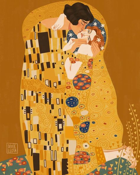 The Kiss Klimt, Pretty Graphics, Kiss Illustration, Patreon Art, Illustration Flat, Art Parody, Video Games For Kids, The Kiss, Beautiful Mess