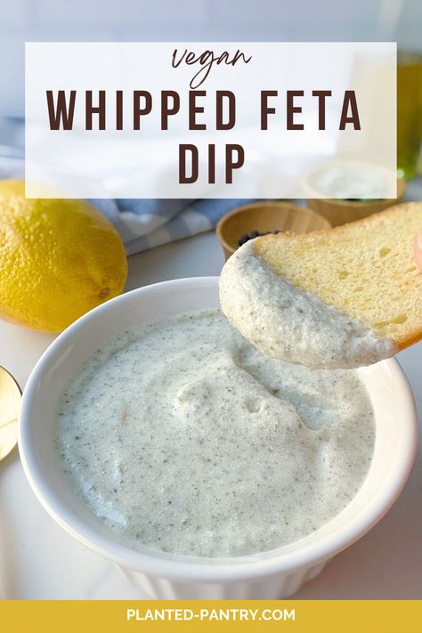 This delicious dip comes together in just 5 minutes with a few basic ingredients! Whipped Feta Dip, Nut Free Recipes, Vegan Dip, Feta Dip, Savory Herb, Whipped Feta, Gluten Free Vegan Recipes, Dairy Free Cheese, Vegan Sides