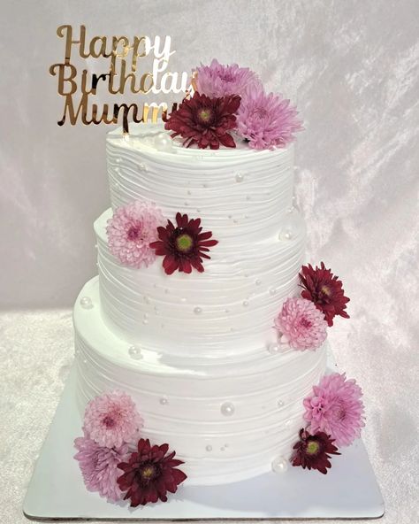 Beautiful three tier cake with chrysanthemum flower💓🎀🌸 . . . . . . . . . . . . . . . . #birthdaycake #cake #birthday #cakedecorating #cakes #cakesofinstagram #cakestagram #instacake #cakedesign #happybirthday #cakeart #chocolatecake #cupcakes #homemade #chocolate #dessert #weddingcake #baking #birthdaygirl #kueulangtahun #mom #love #buttercream #bakery #instafood #buttercreamcake #food #yummy #foodporn #motherlove#mom Three Tier Cake Birthday, Cupcakes Homemade, Tiered Cakes Birthday, Three Tier Cake, 24th Birthday, Tier Cake, Chrysanthemum Flower, Chocolate Dessert, Three Tier