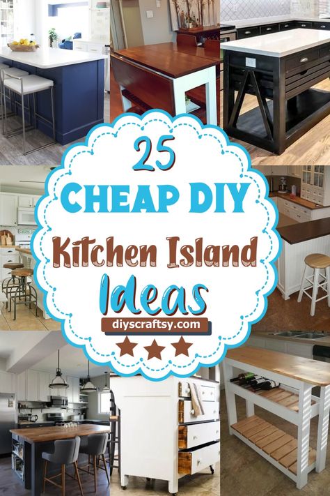 Kitchen Table Into Island, Desk Island Kitchen Diy, Diy Islands Kitchen, Kitchen Work Island, Diy Small Kitchen Island With Storage, How To Make A Small Kitchen Island, Kitchen Islands With Wheels, Cheap Diy Kitchen Island, Diy Kitchen Island With Seating And Storage