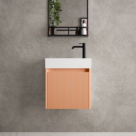 Thoughtful use of colour and design elements can transform even the smallest bathroom into a functional and stylish sanctuary. Check out our design ideas for making your small bathroom big on sophistication. https://34stjohn.com/blogs/inspiration/17-small-bathroom-colour-design-ideas #34stjohn #smallbathroom #bathroomdesign #cloakroom #bathroominspo Small Vanity Unit Bathroom, Small Vanity Unit, Smallest Bathroom, Small Bathroom Colors, Bathroom Big, Bathroom Addition, Small Vanity, Bathroom Redesign, Bathroom Units