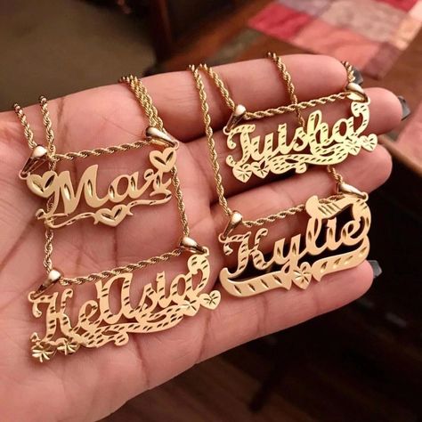 Colliers en acier inoxydable avec pendentif en or 18K, bijou personnalisé avec nom, pour Mexican Name Necklace, Name Chains Necklace Gold, Name Chains, Customized Name Necklace, Names Necklace, Personalized Gold Necklace, Gold Pendent, Necklace Rope, Name Necklace Gold