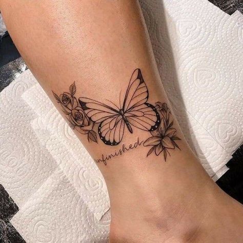 Always Growing Tattoo, Butterfly Tattoo On Thigh For Women, Butterfly Tattoo With Flowers, Butterfly And Flower Tattoo, Butterfly With Flowers Tattoo, Butterfly Wrist Tattoo, Cross Tattoos For Women, Flower Wrist Tattoos, Butterfly Tattoos For Women