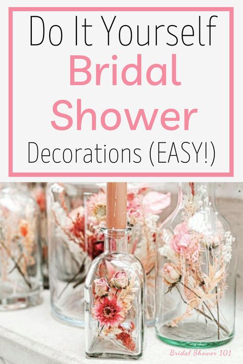 Simple Bridal Shower Table Decorations, Bridal Shower Gift Table Ideas Decoration, Simple Wedding Shower Decorations Easy Diy, Table Decorations For Bridal Party, Bridal Shower Centre Piece Ideas, Budget Bridal Shower Decor, Homemade Bridal Shower Decorations, Bridal Shower Outside Ideas, Bridal Shower Table Ideas Decorations