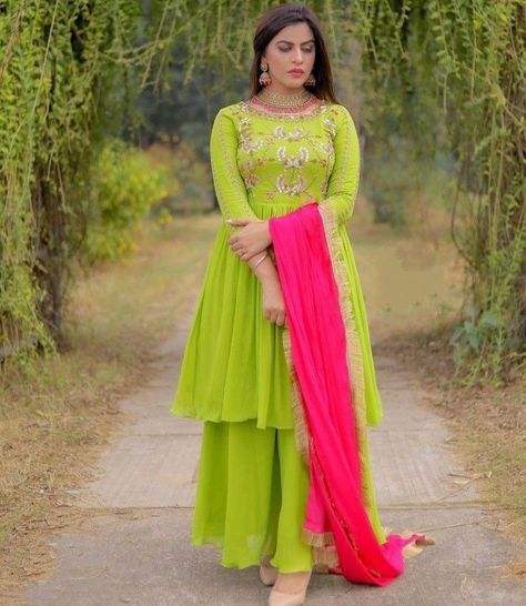 Banni Sandhu, Parrot Green, Girls Dresses Sewing, Bridal Lehenga Collection, Punjabi Outfits, Frock Fashion, Paint Diy, Indian Dresses Traditional, Bridal Dress Fashion