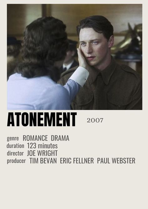 Atonement Movie, Minimal Movie Posters, Atonement, Minimal Poster, Film Posters, Drama Series, Poster Making, Movies Showing, Movie Poster