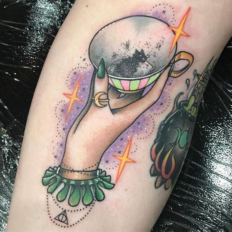 Harry Potter Tattoo Sleeve, Reading Tattoo, Coraline Tattoo, Tea Tattoo, Hp Tattoo, Tarot Tattoo, Harry Potter Tattoos, Harry Potter Tattoo, Badass Tattoos