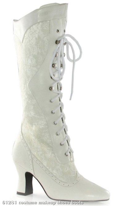 Rebecca Adult Boots Description: You'll be the sexy Southern Belle! A lace-up boot that's perfect for a sexy Southern look, these feminine lace boots White Lace Boots, Cowgirl Boots Wedding, Womens White Boots, Steampunk Boots, Timeless Boots, Granny Boots, Victorian Boots, Bridal Boots, Ellie Shoes