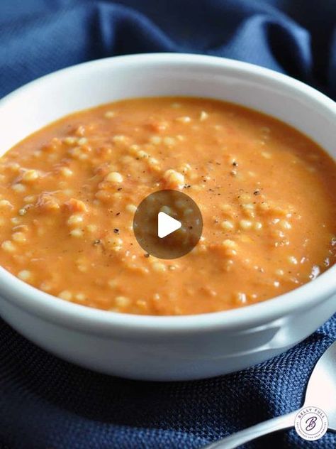 Amy | Belly Full on Instagram: "THE BEST easy Tomato Soup. Pinky prmise!" Belly Full Tomato Soup, Canned Tomato Soup Upgrade, Danish Soup, Apple Crisp Bars Recipe, Soup Swap, Pasta Soup Recipes, Tortilla Chip Recipe, Tomato Soup Easy, Homemade Soups