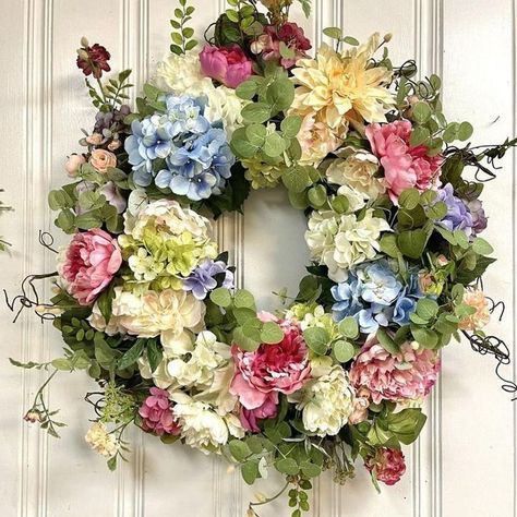 Hydrangea Wreaths, Hydrangea Garland, Basket Wreath, Spring Door Wreaths, Artificial Hydrangeas, Hydrangea Wreath, Spring Door, Mors Dag, Garland Decor