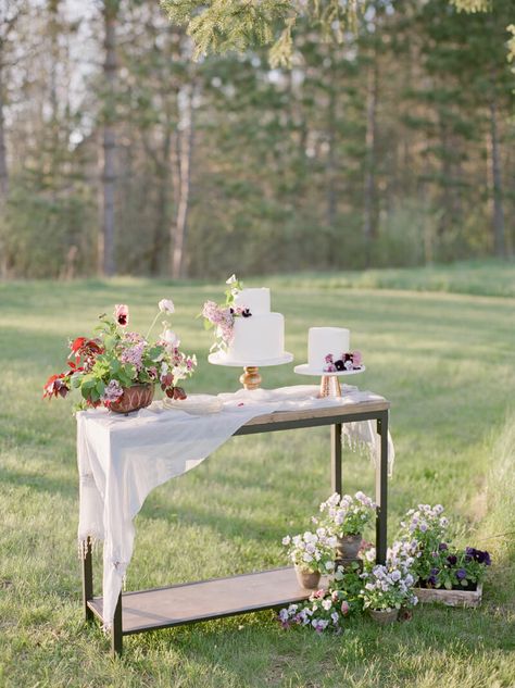 Wedding Cake Table With 2 Cakes, Simple Wedding Cake Table, Wedding Cake Table Set Up, Wedding Cake Display Table, Cake Table Wedding, Elopement Dinner, Wedding Redo, Bridal Era, Wedding Cake Table Decorations