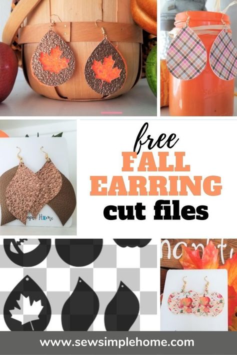 Fall Faux Leather Earrings, Earrings With Cricut, Fall Leather, Diy Leather Earrings, Cricut Explore Projects, Faux Leather Earrings, Cricut Free, Cricut Craft Room, Diy Cricut