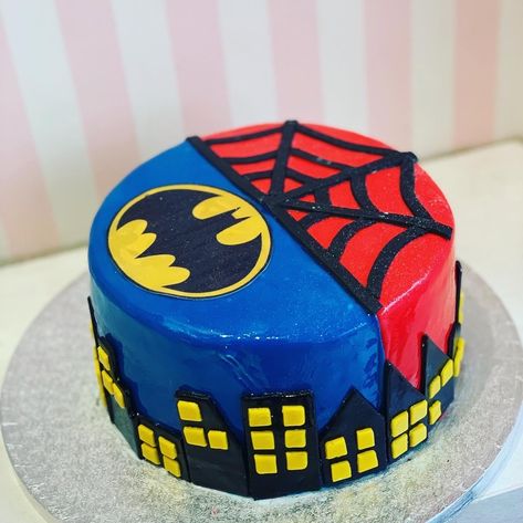 Batman Cakes For Boys, Batman And Spiderman Cake, Batman And Spiderman, Batman Cake, 21st Cake, Bee Cakes, Batman Spiderman, Minion Cake, Dog Treats Homemade Recipes