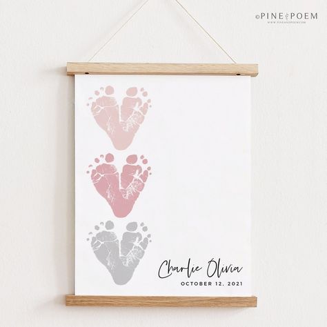 Precious Impressions: Baby Footprint Artistry Love Footprint Art, Baby Canvas Ideas, Nicu Footprint Craft, Newborn Crafts, Nicu Crafts, Baby Handprint Art, Baby Handprint Crafts, Pink Nursery Art