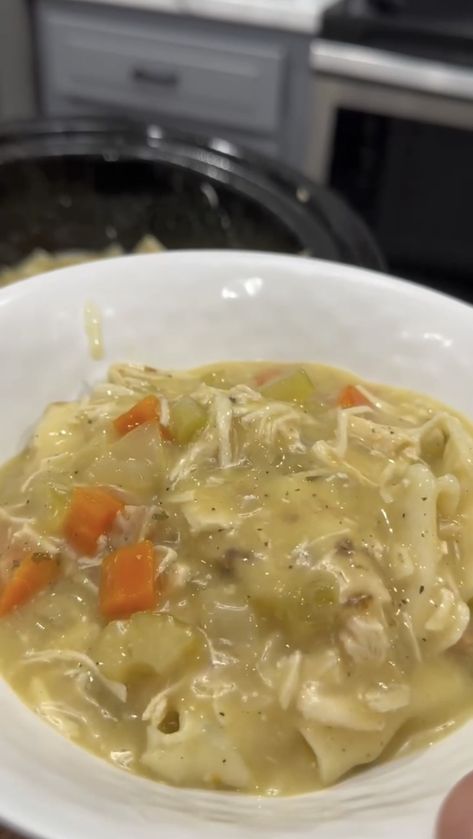 Easy Slow Cooker Chicken & Dumplings Chicken And Dumplings Crockpot, Crock Pot Chicken Dumplings, Slow Cooker Chicken Dumplings, Cooking In The Midwest, Easy Crock Pot Chicken, Crockpot Chicken Spaghetti, Luke Brown, Crockpot Chicken And Dumplings, Dumpling Soup