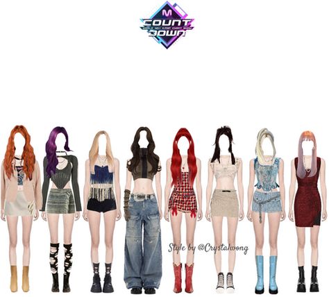 Kpop Group Outfits 8 Members, 8 Member Girl Group, 4 Member Girl Group Outfits, 5 Member Girl Group Outfits Y2k, 8 Member Girl Group Outfits, Four Member Girl Group Outfits, 7 Member Kpop Girl Group Outfits, Group Of 8, Brown Ombre Hair