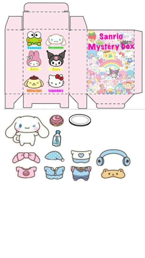 Paper Crafts Ice Cream, Paper Toys Printable Templates, Sanrio Box Template Printable, Free Papercraft Templates Printables, Diy Quiet Books Free Printable, Cute Papercraft Templates, Toca Boca Sanrio, Paper Crafts Sanrio, Hello Kitty Papercraft