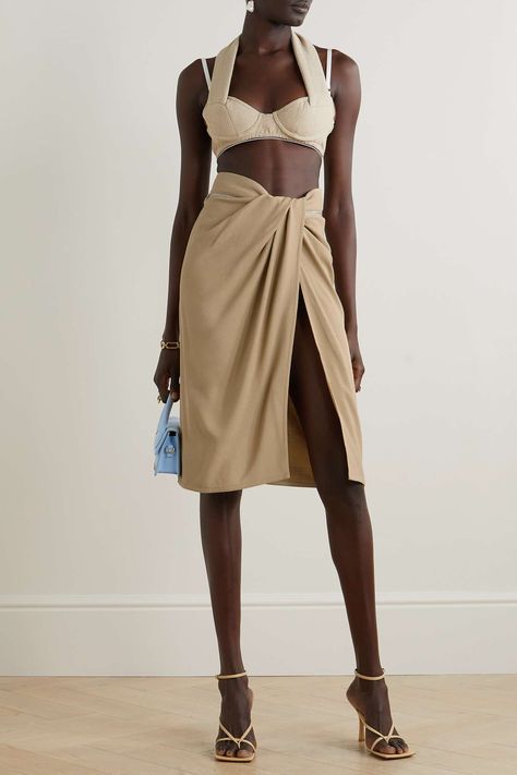 Jacquemus Skirt, Crepe Skirt, Crepe Skirts, Style Upgrade, Draped Dress, Travel Outfit, Wrap Skirt, Net A Porter, In Fashion