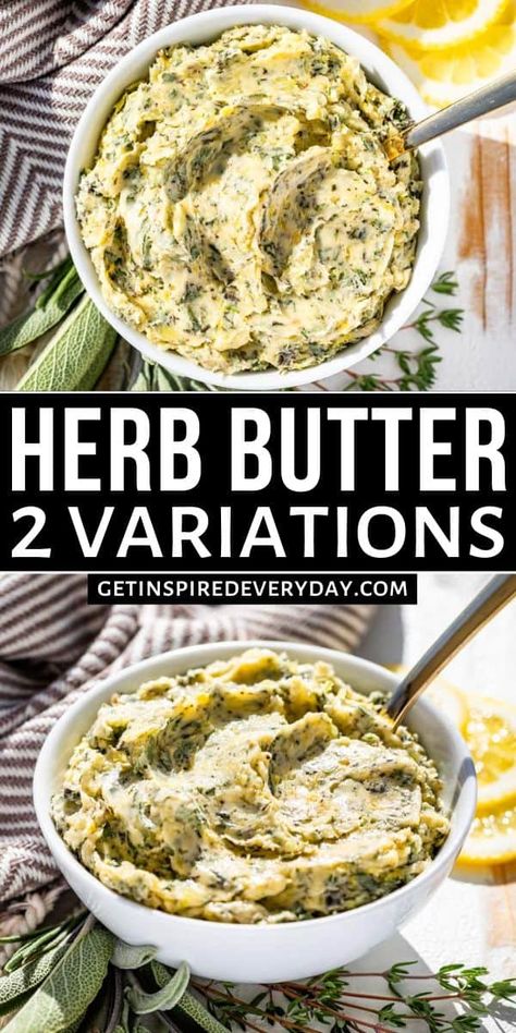 Rosemary Thyme Butter, Homemade Herb Butter, Rosemary Compound Butter, Herb Butters, Christmas Roast Beef, Thyme Butter, Rosemary Butter, Herbed Butter, Herb Butter Recipe