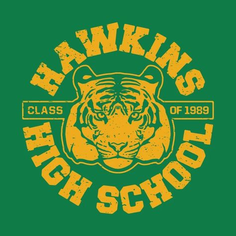 Hawkins T Shirt, Stranger Things Graphic Design, Stranger Things Hawkins High School, Stranger Things Tshirt Designs, Class Shirt Design Ideas High Schools, Class Of Shirt Ideas, University Shirt Design Ideas, High School T Shirt Designs, High School Shirt Designs