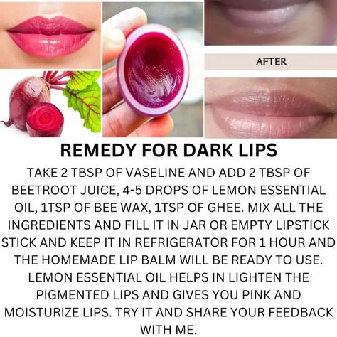 How To Make Lipstick At Home, Beet Root Lip Balm, Remedies For Dark Lips, Make Lipstick, How To Make Lipstick, Lip Gloss Homemade, Lip Scrub Homemade, Homemade Lip Balm, Pigmented Lips