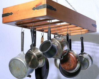 Minecraft Kitchens, Pan Hanger, Hanging Pot Rack, Hanging Pans, Pot Rack Hanging, Pan Rack, Wood Pots, Pot Hanger, Kitchen Decor Ideas