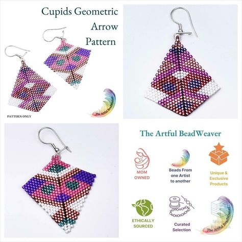 Ready for an epic shopping spree? Cupids Geometric Pierced Arrow Kite Shape Beadwork Earrings | Pattern Only |, at a mind-blowing price of $6.00 Don't wait! #EarringPattern #PeyotePattern #BeadworkEarrings #theartfulbeadweaver #ValentinesDay #PiercedArrow #BeadweavingTutorial #BeadworkPattern #Herringbone #ArrowEarrings Kite Earrings, Beadwork Earrings, Bead Weaving Tutorials, Arrow Earrings, Beaded Earrings Patterns, Beadwork Patterns, Earring Patterns, Shopping Spree, Mind Blowing