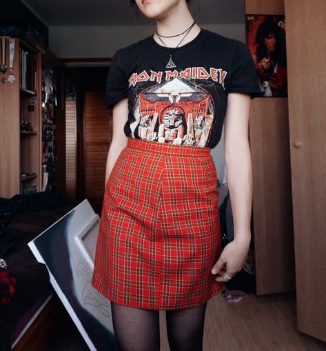 Iron Maiden Shirt Outfit, Maiden Outfit, Iron Maiden Shirt, Iron Maiden, Inner Beauty, Shirt Outfit, Mini Skirts, Beauty