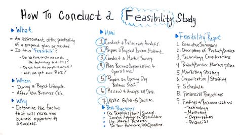 How to Conduct a Feasibility Study - ProjectManager.com Project Proposal Writing, Study Definition, Feasibility Study, Pamphlet Template, Business Management Degree, Startup Branding, Project Management Templates, Sales Techniques, Technical Writing