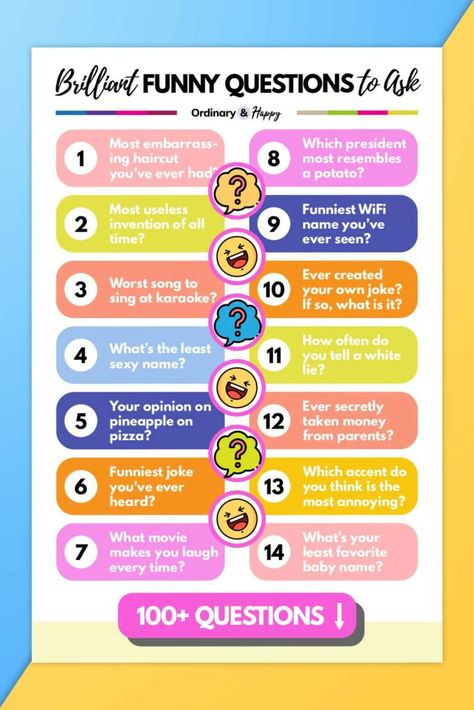 Questions To Ask People, Funny Questions To Ask, Chat Up Line, Wifi Names, Funny Questions, Weird Gifts, Embarrassing Moments, Tears Of Joy, Reality Tv Shows