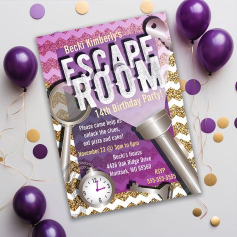 Escape Room Birthday Party Cake, Escape Room Birthday Party, Escape Room Party, Spy Girl, Girl Birthday Party Invitations, Birthday Party For Teens, 14th Birthday, Girl Birthday Party, Birthday Party Cake