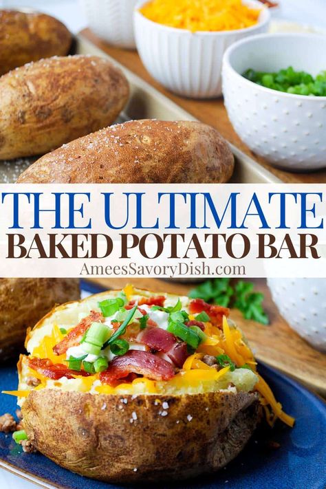 Bake Potato Board, Baked Potato Boards For Parties, Oven Baked Loaded Potatoes, Loaded Baked Potato Bar Ideas, Bake Potatoes Topping Ideas, Baked Potato Bar For Teachers, Bake Potatoe Bar For A Crowd, Baked Potato Dinner Board, Backed Potatoe Bar Ideas