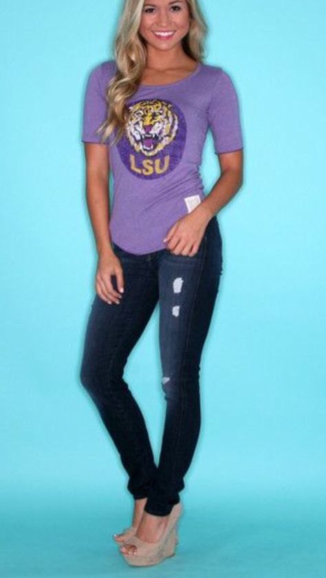 Lsu Lsu Outfits, Lsu Shirt, Lsu Game, Lsu Football, Oversized Tees, Geaux Tigers, Football Teams, Impressions Online Boutique, Baby Tees