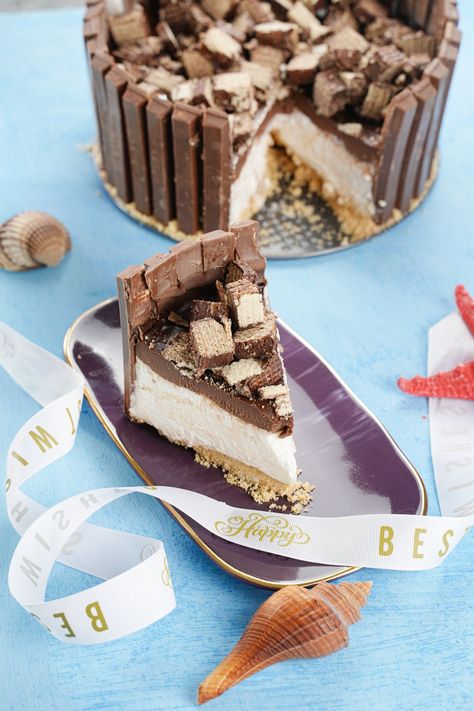 No Bake Kit Kat Cheesecake, Kit Kat Cheesecake Recipes, Kitkat Cheesecake, Kit Kat Cheesecake, Kit Kat Cake, Kit Kat Bars, Baking Kit, Cheesecake Recipe, Chocolate Cream