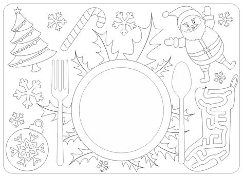 Placemat Template, Christmas Placemat, Ward Christmas Party, Coloring Placemats, Snowflake Template, Christmas Coloring Sheets, Placemats Kids, Free Christmas Printables, Christmas Placemats