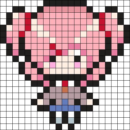 Kandi Patterns for Kandi Cuffs - Characters Pony Bead Patterns Ddlc Perler Beads, Ddlc Pixel Art, Kandi Patterns Templates, Natsuki Ddlc, Kandi Cuffs, Easy Perler Beads Ideas, Pony Bead Patterns, Pattern Maker, Pixel Drawing