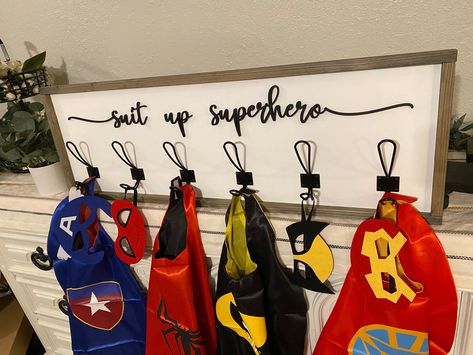 Neutral Superhero Bedroom, Black And White Superhero Room, Kids Superhero Bedroom, Diy Superhero Decor, Superhero Bedroom Boys, Modern Superhero Bedroom, Super Hero Boys Room, Superhero Dresser, Spiderman Room Ideas